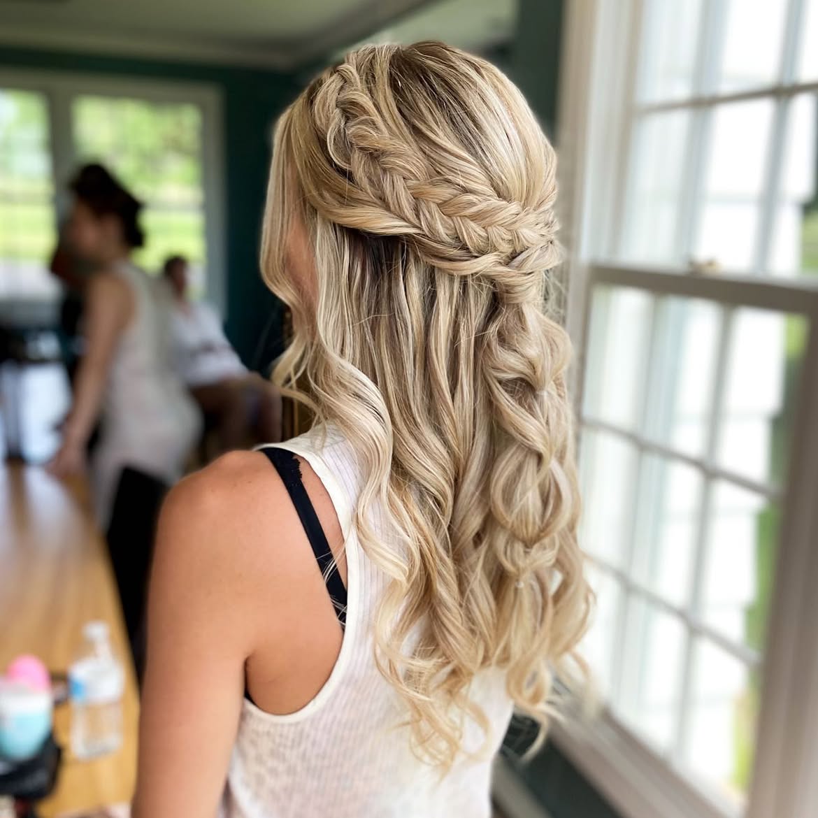 Braided Crown Half Up Half Down Waves