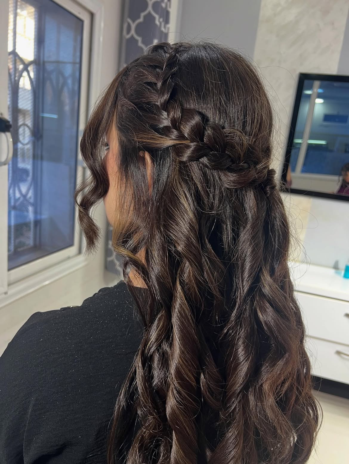 Braided Crown With Loose Curls Hairstyle