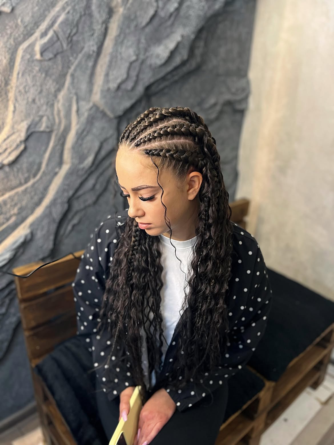 Braided Crown With Loose Curly Strands