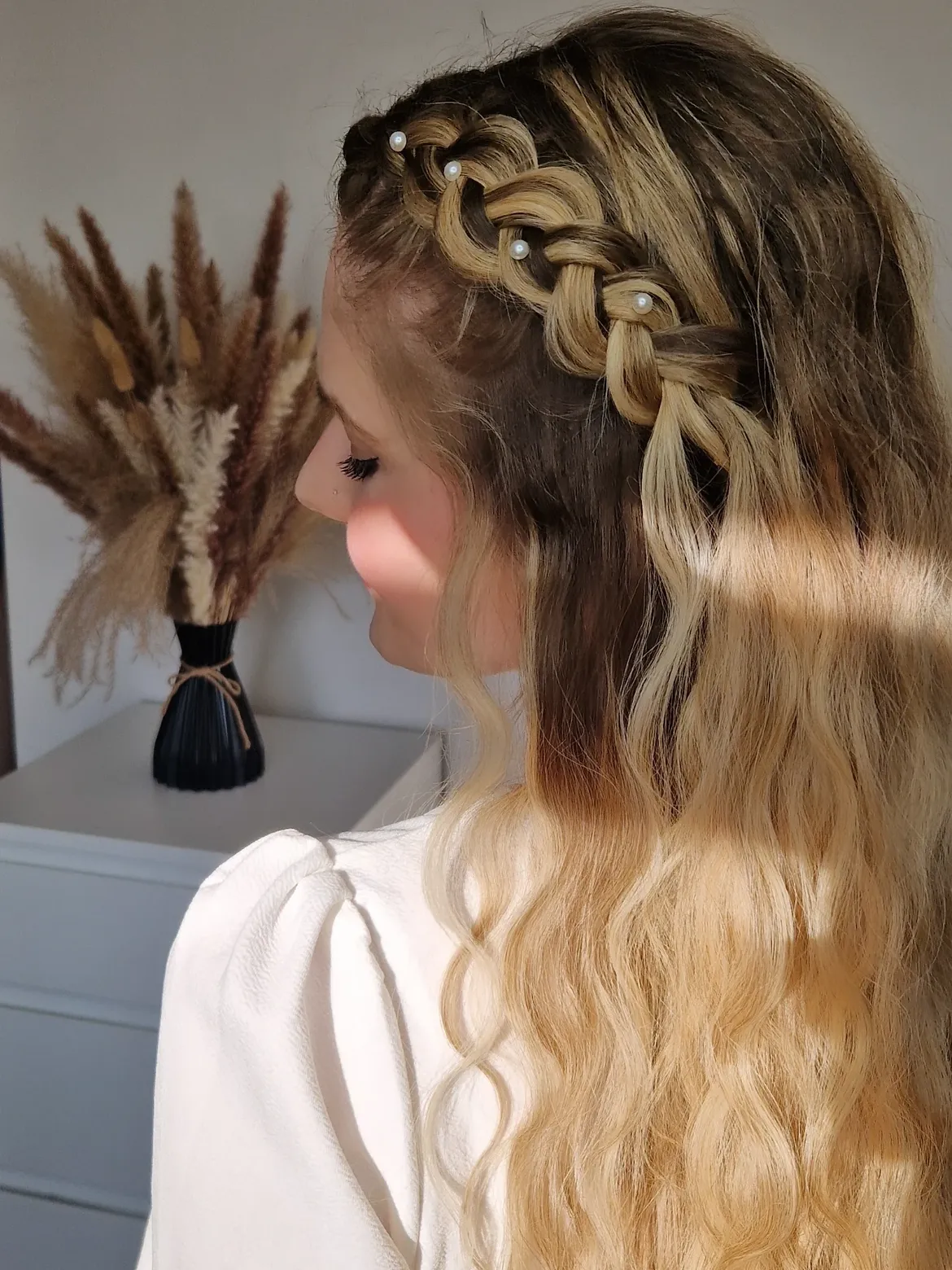 Braided Crown With Pearl Accents