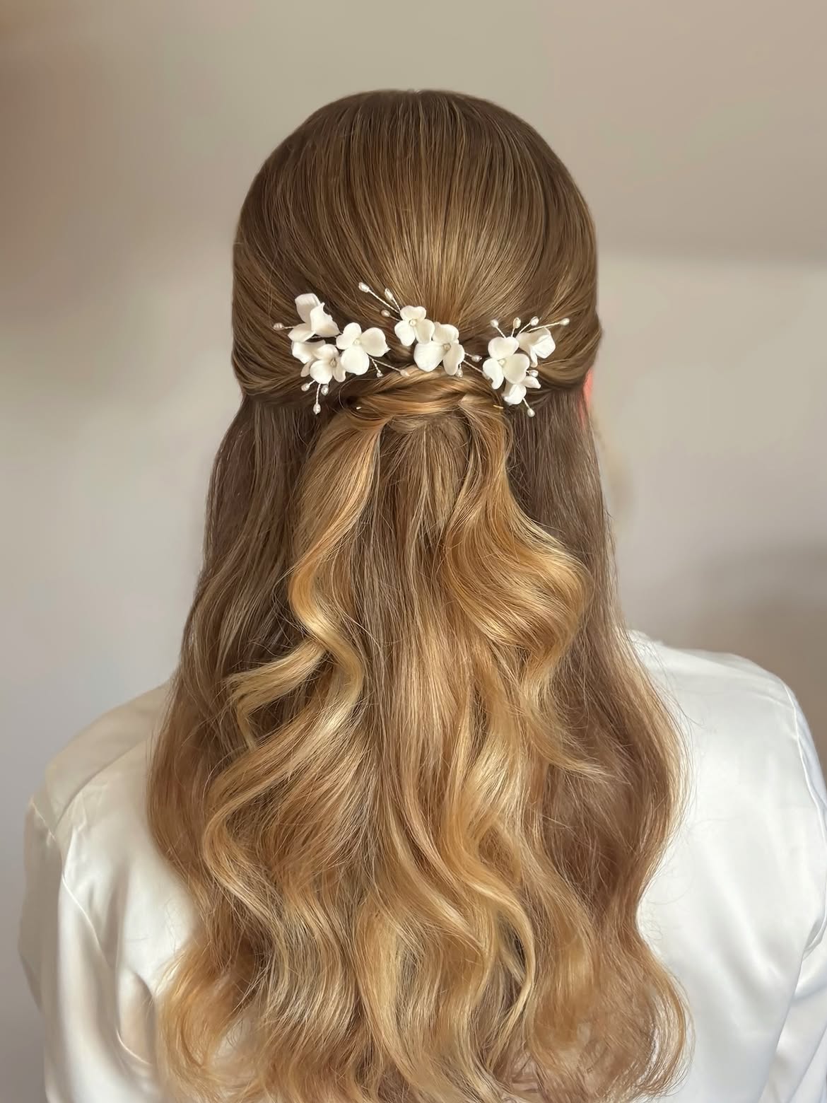 Braided Half Up Half Down With Floral Pins