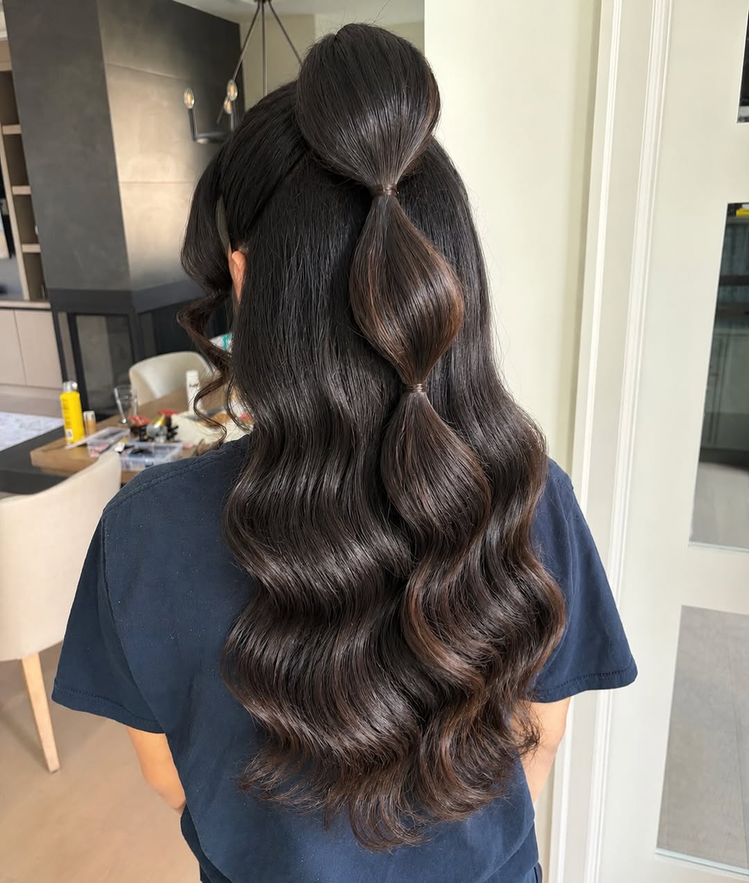 Bubble Ponytail Half Up Hairstyle