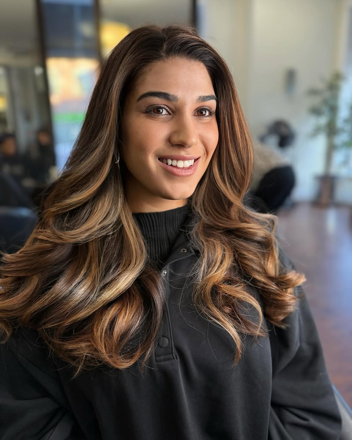 Caramel Babylights On Long Brunette Waves