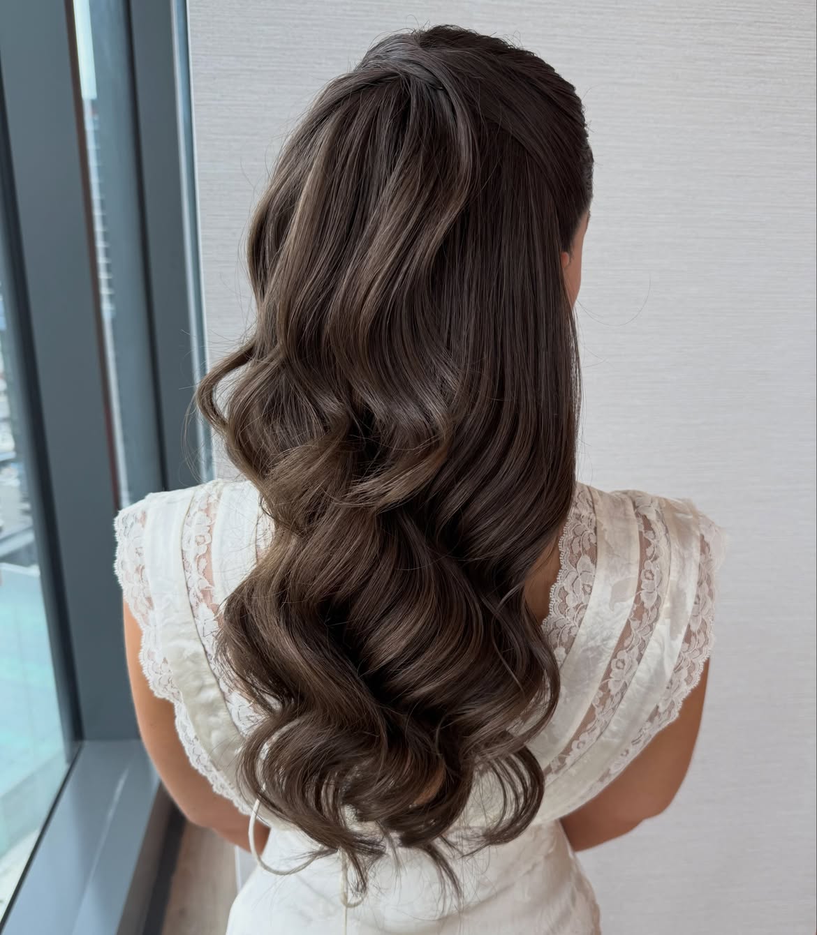 Cascading Waves Half Up Half Down Hairstyle