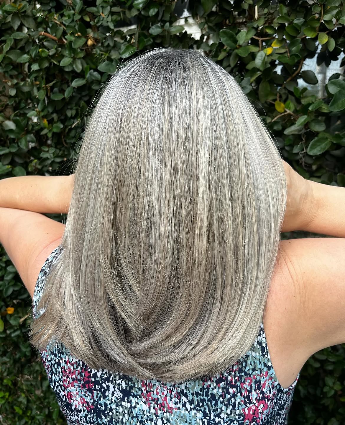 Champagne Blonde Gray Blending With Subtle Layers