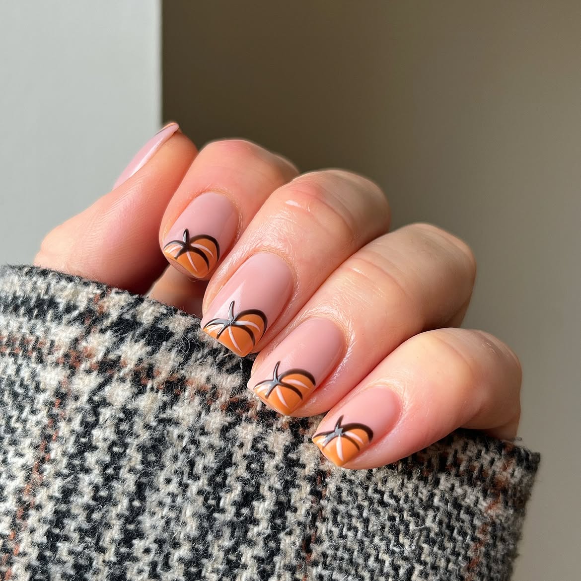 Charming Pumpkin French Tip Fall Nails