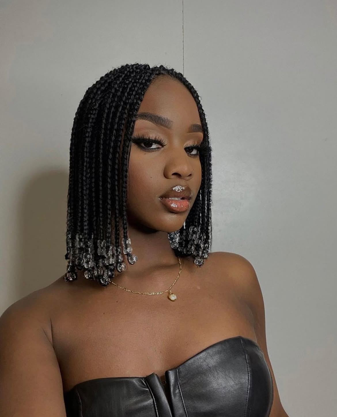 Chic Bob Box Braids With Crystal Beads