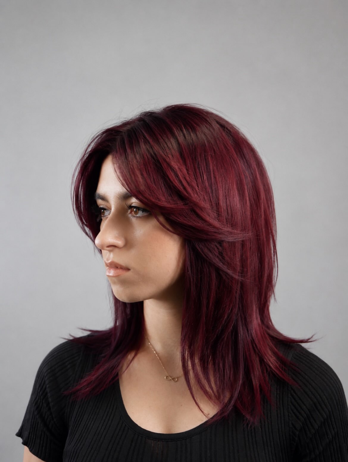 Chic Cherry Cola Layers With Face Framing
