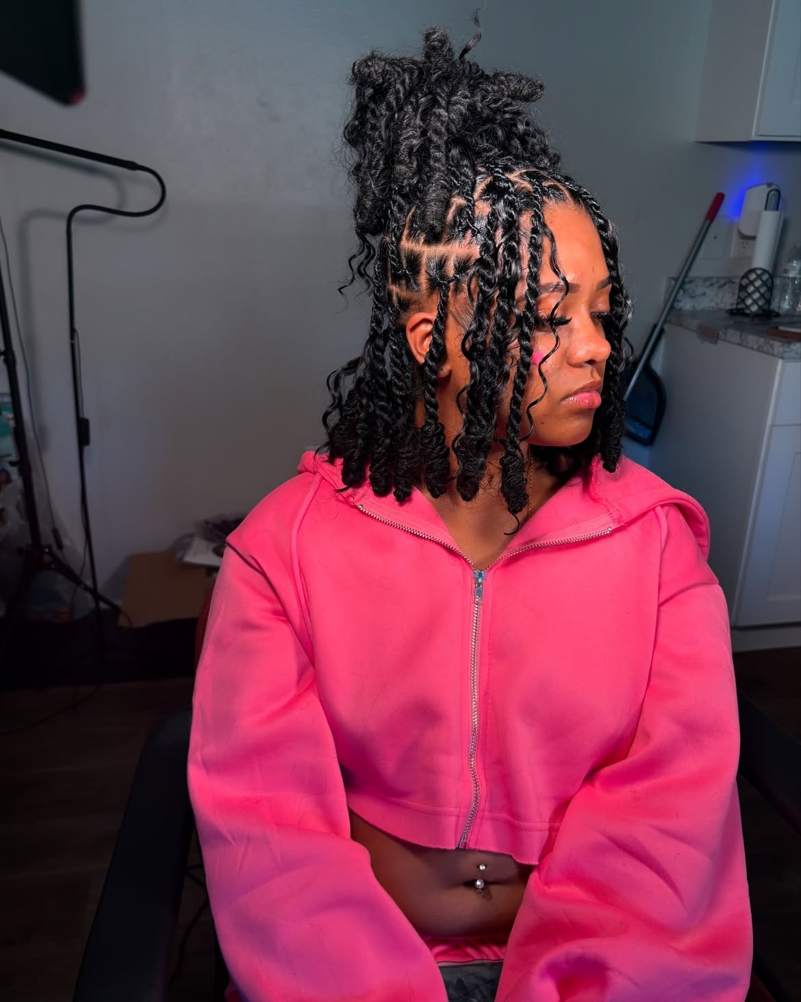 Chic Half-Up Twisted Locs With Curly Ends