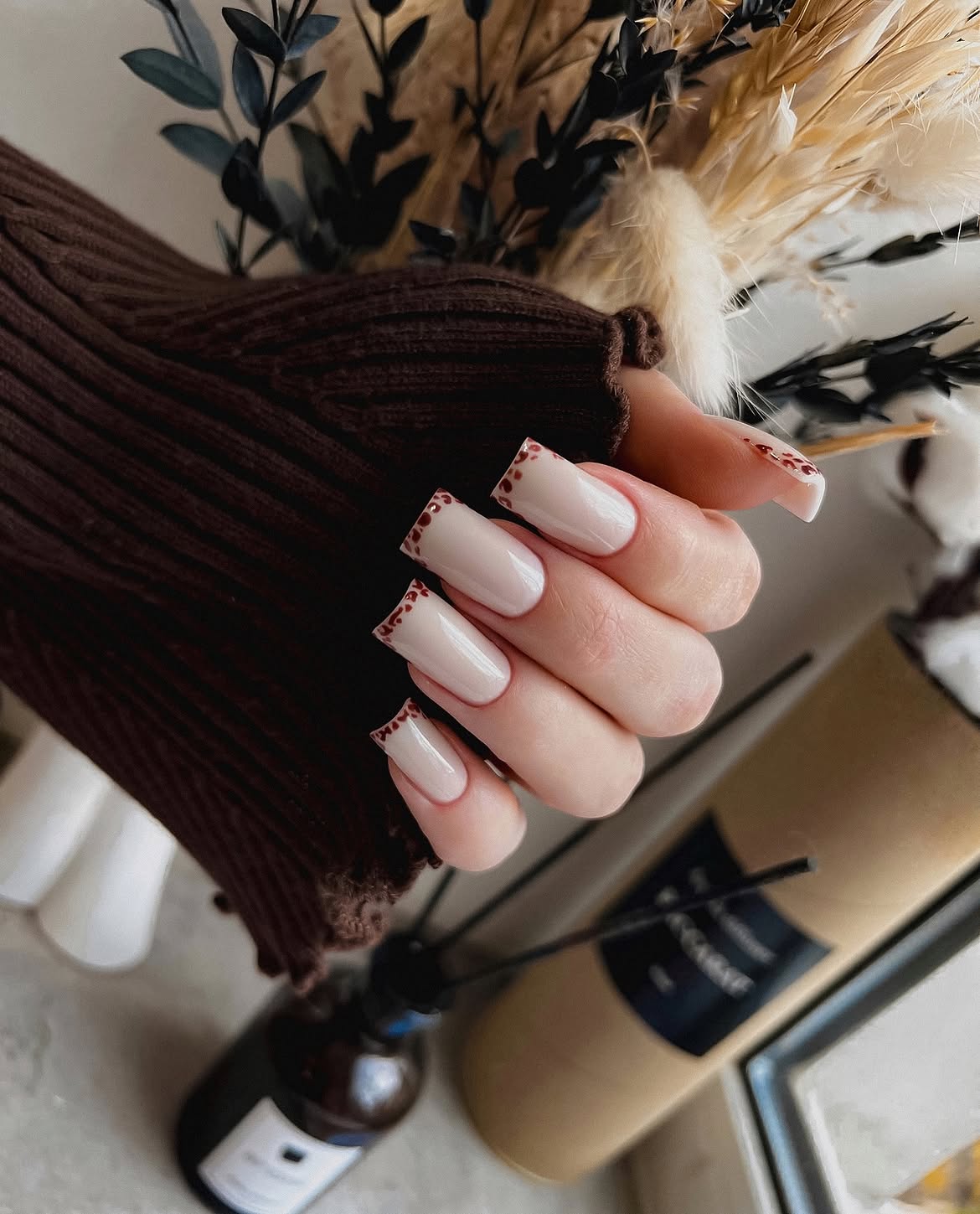 Chic Nude Leopard French Tip Nails