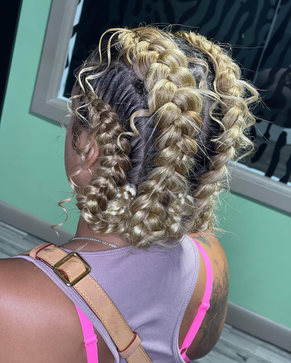 Chunky Blonde Butterfly Braids With Loose Curls