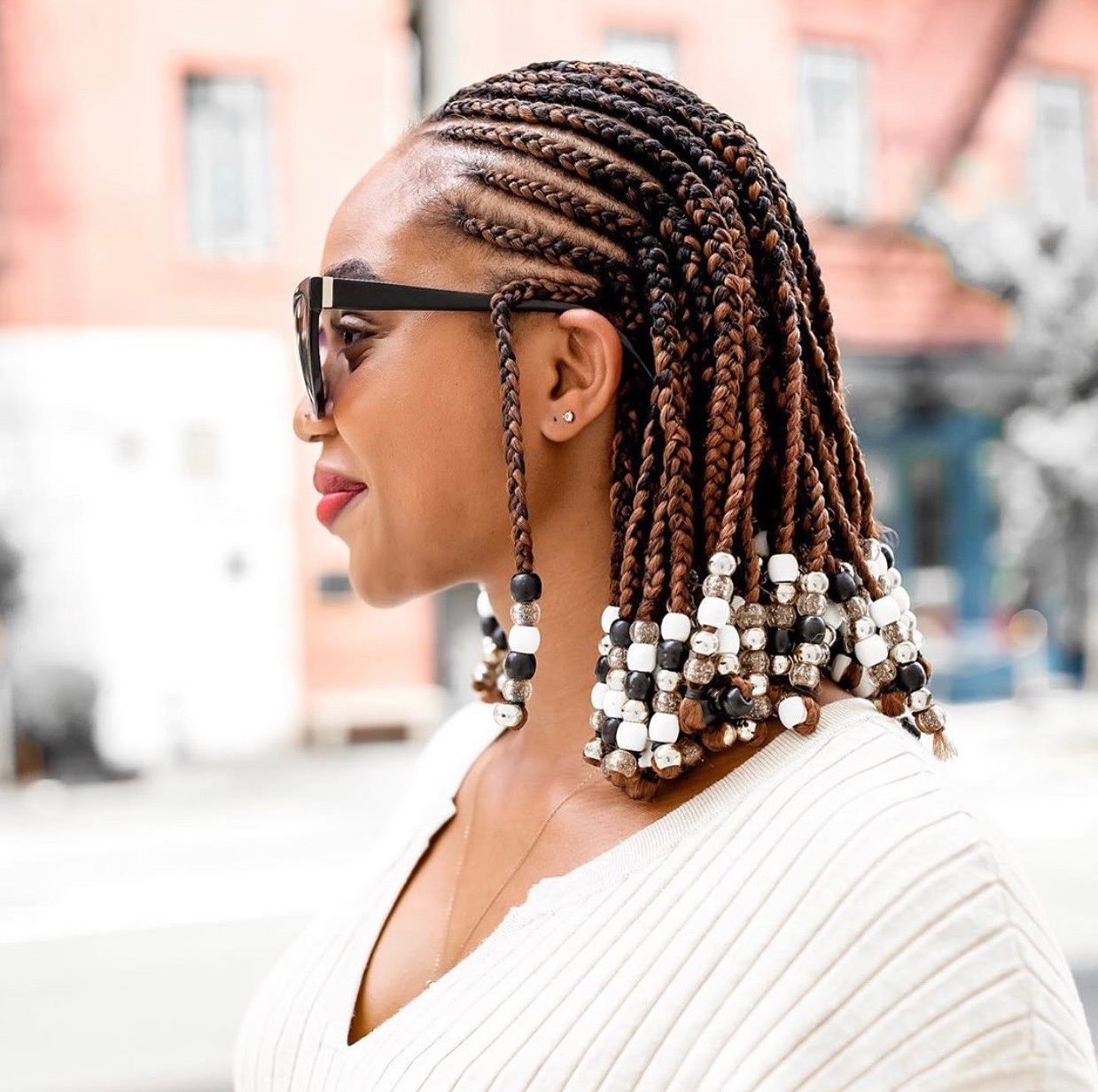 Chunky Braids Adorned With Monochrome Beads