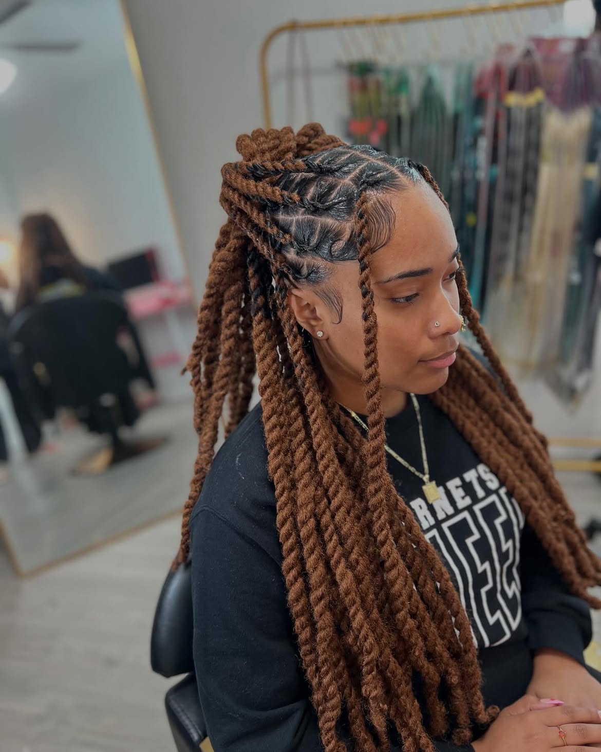 Chunky Rope Twist Locs With Braided Crown