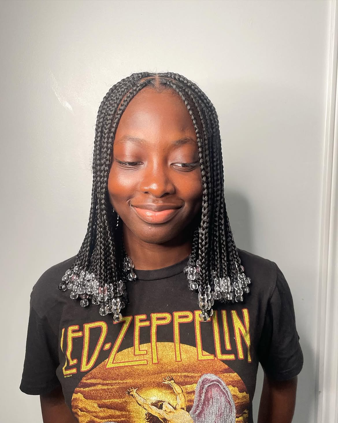 Classic Box Braids With Clear Beaded Ends