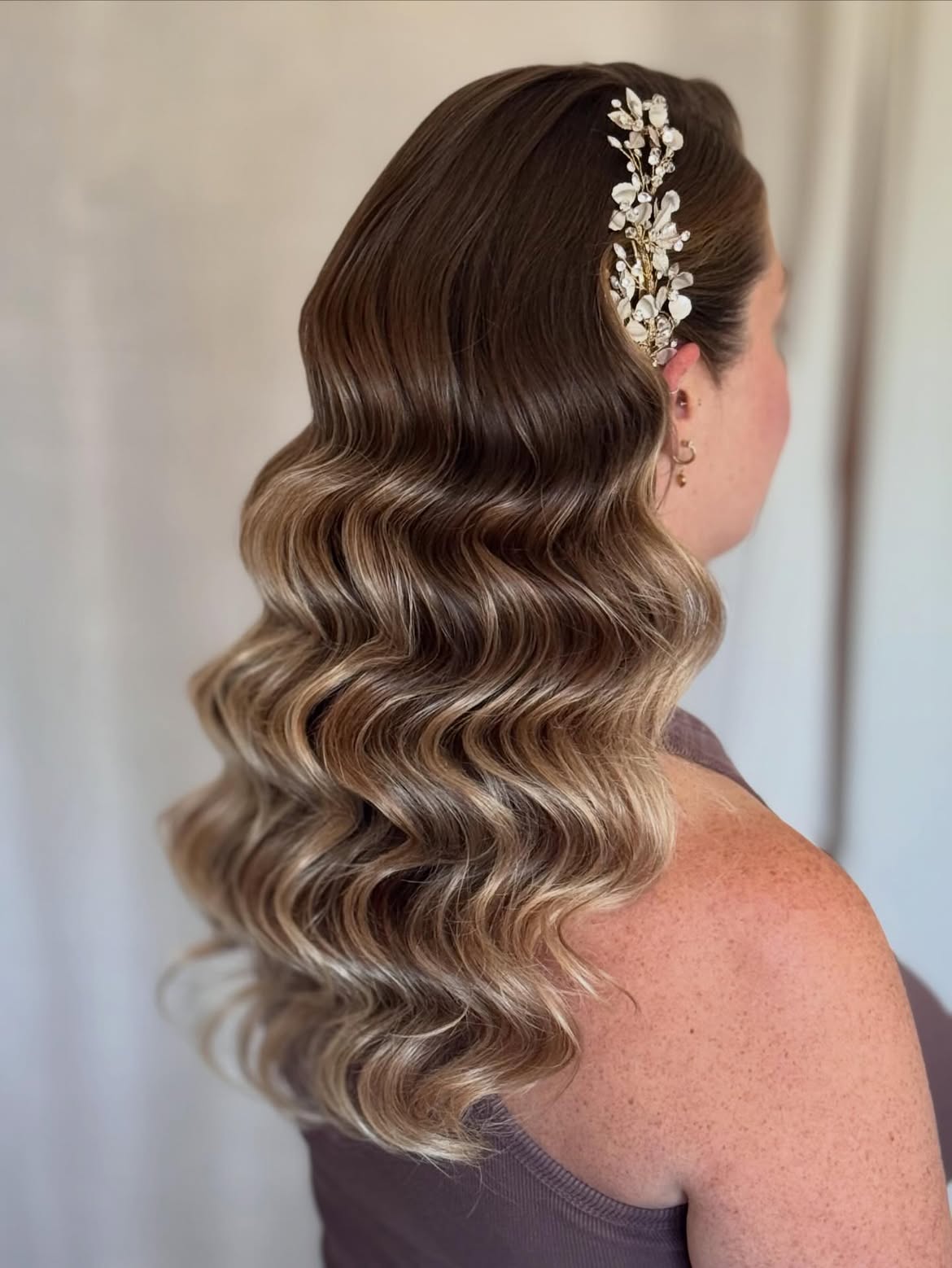 Classic Hollywood Waves On Dimensional Bronde Hair