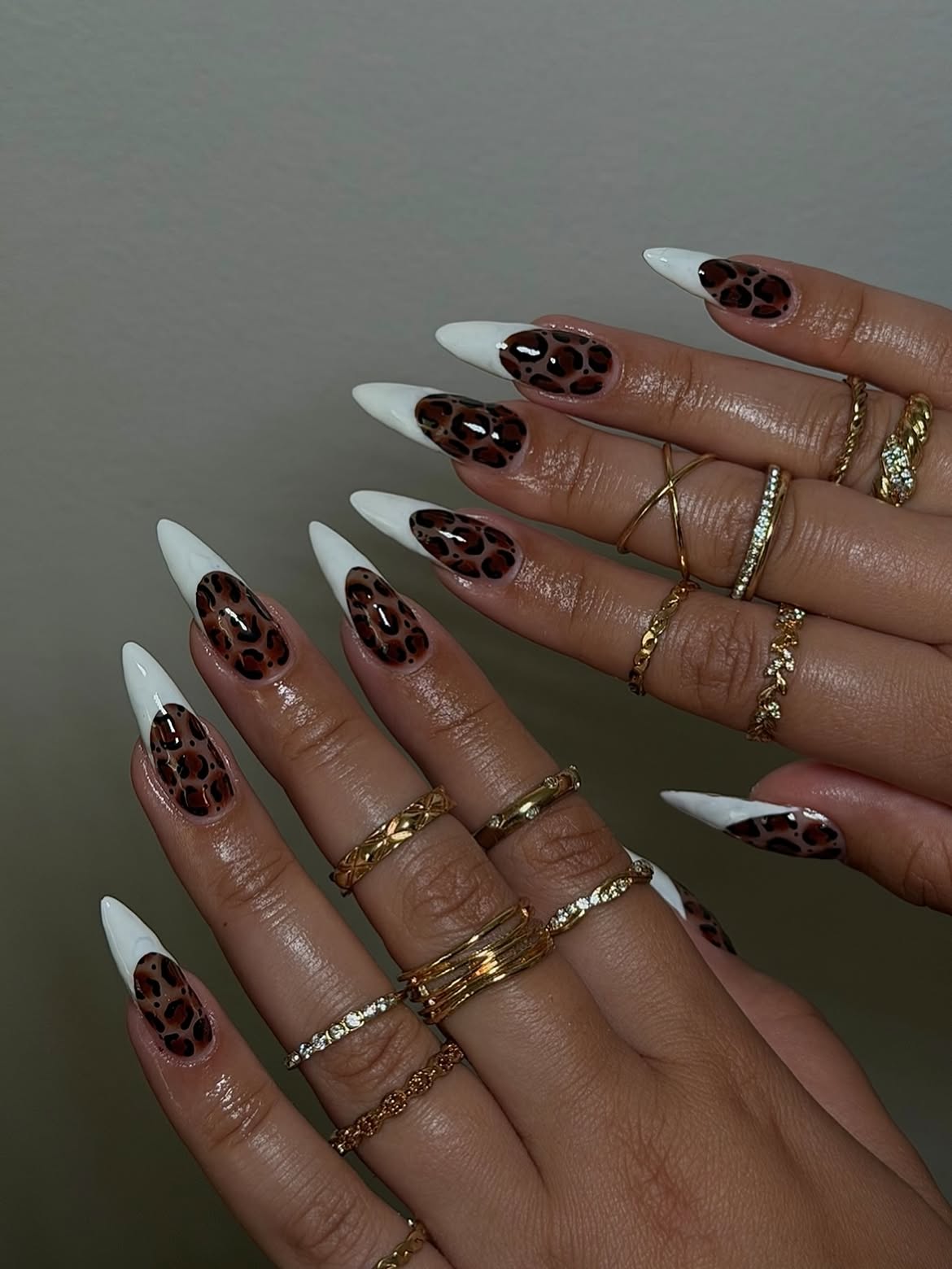 Classic Leopard Print Stiletto French Tips