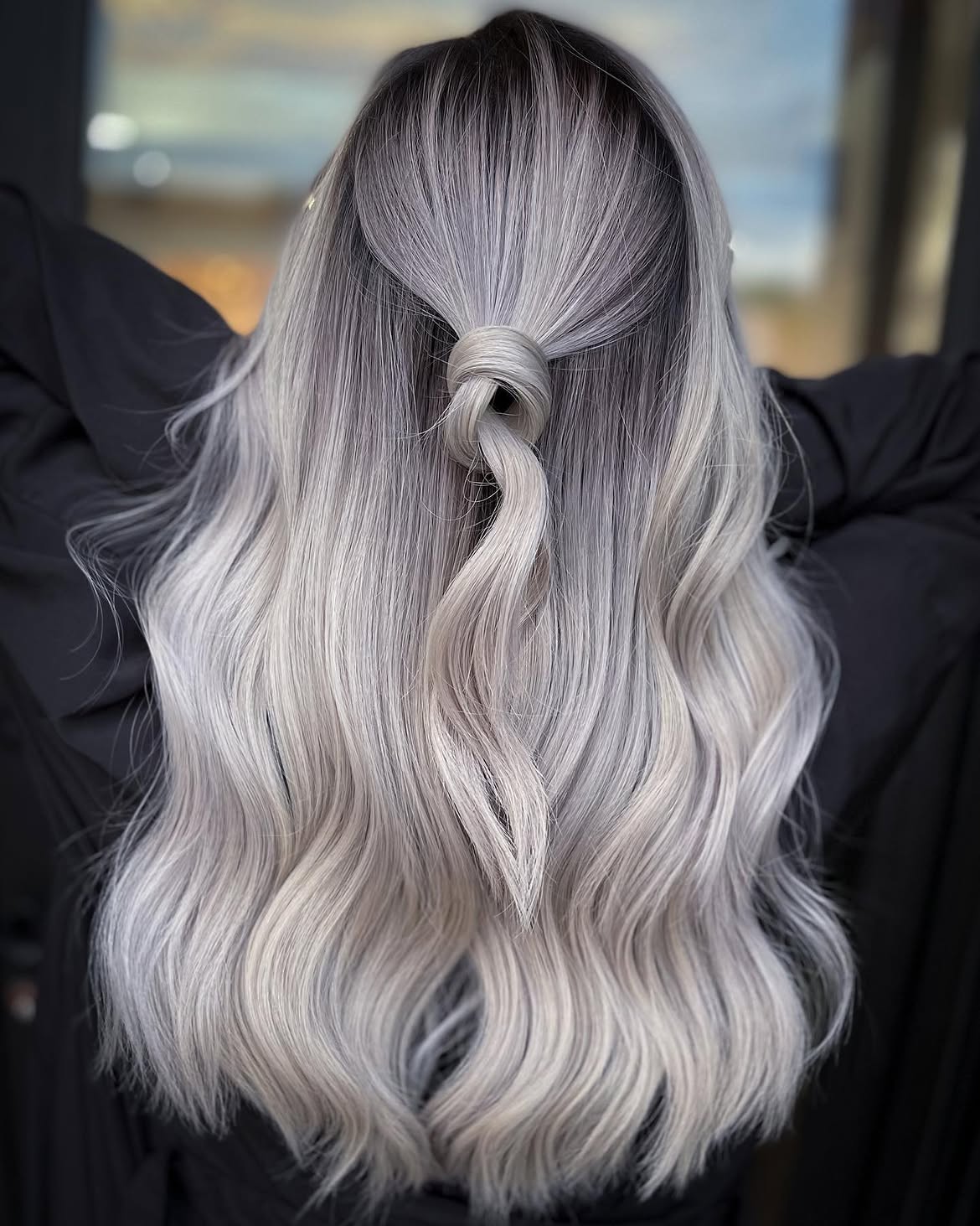 Cool Ash Blonde Balayage Half Knot