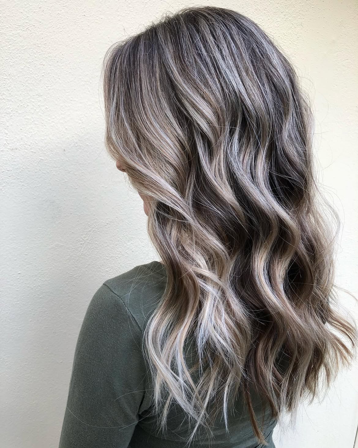 Cool Toned Gray Blending With Beachy Waves