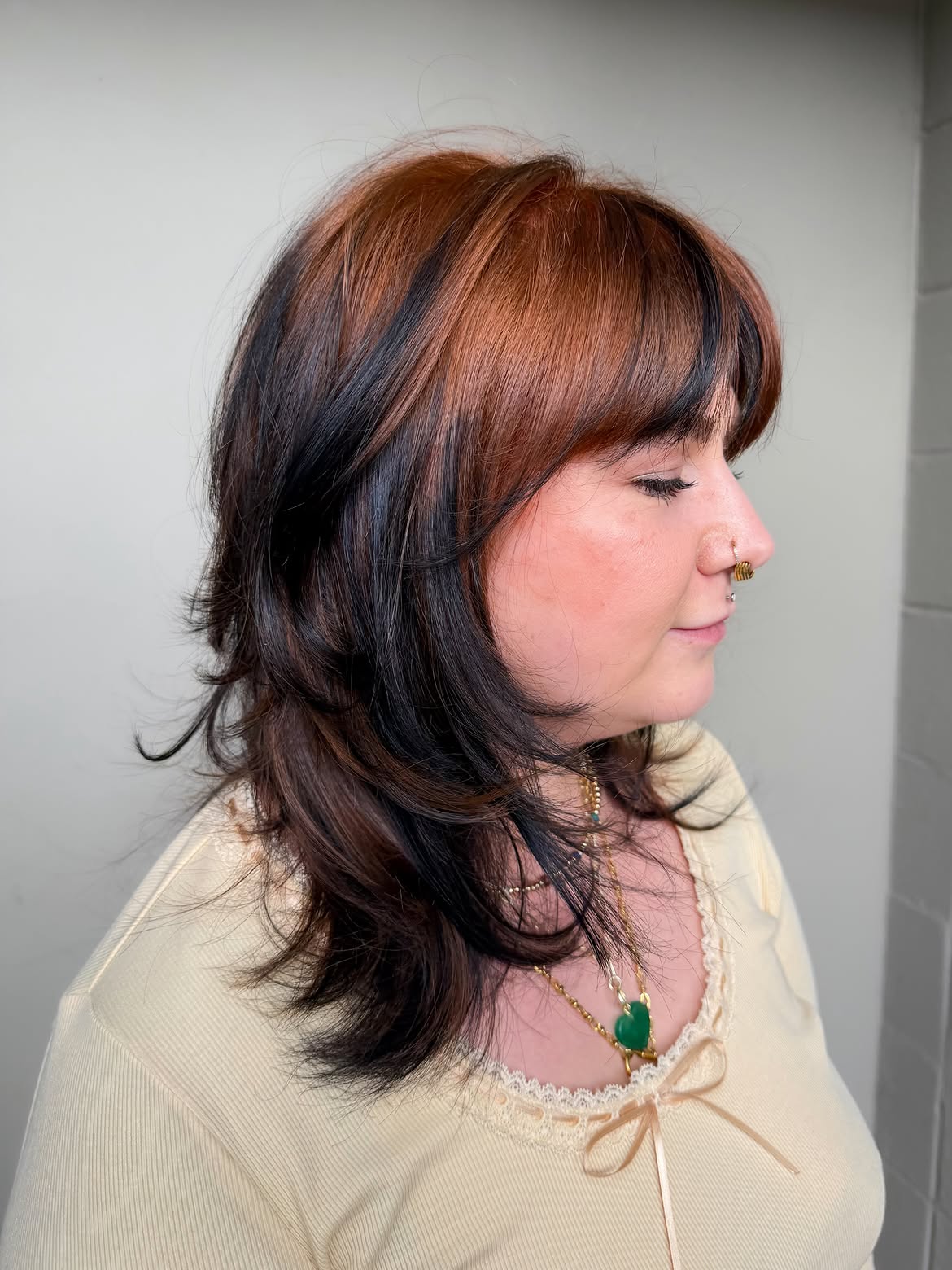Copper And Black Contrast Wolf Cut