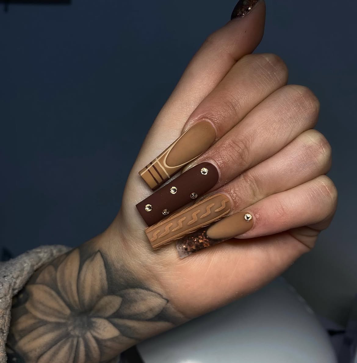 Cozy Matte Sweater & Stripe Nail Art