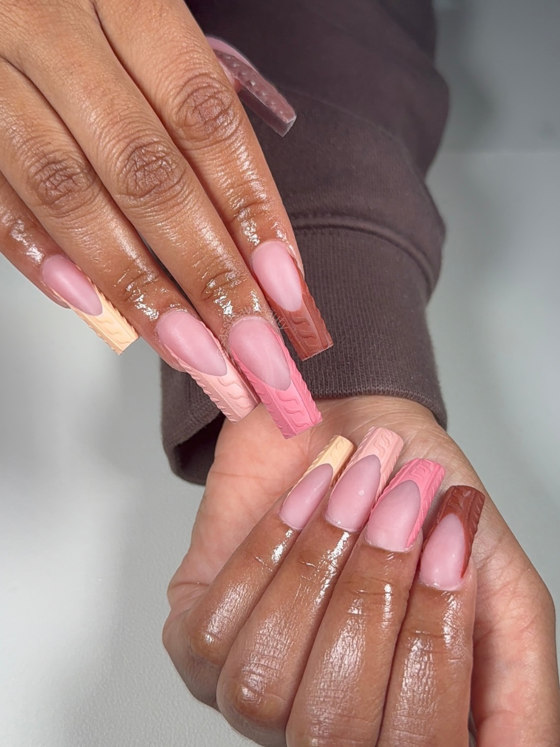 Cozy Sweater Knit French Tip Nails