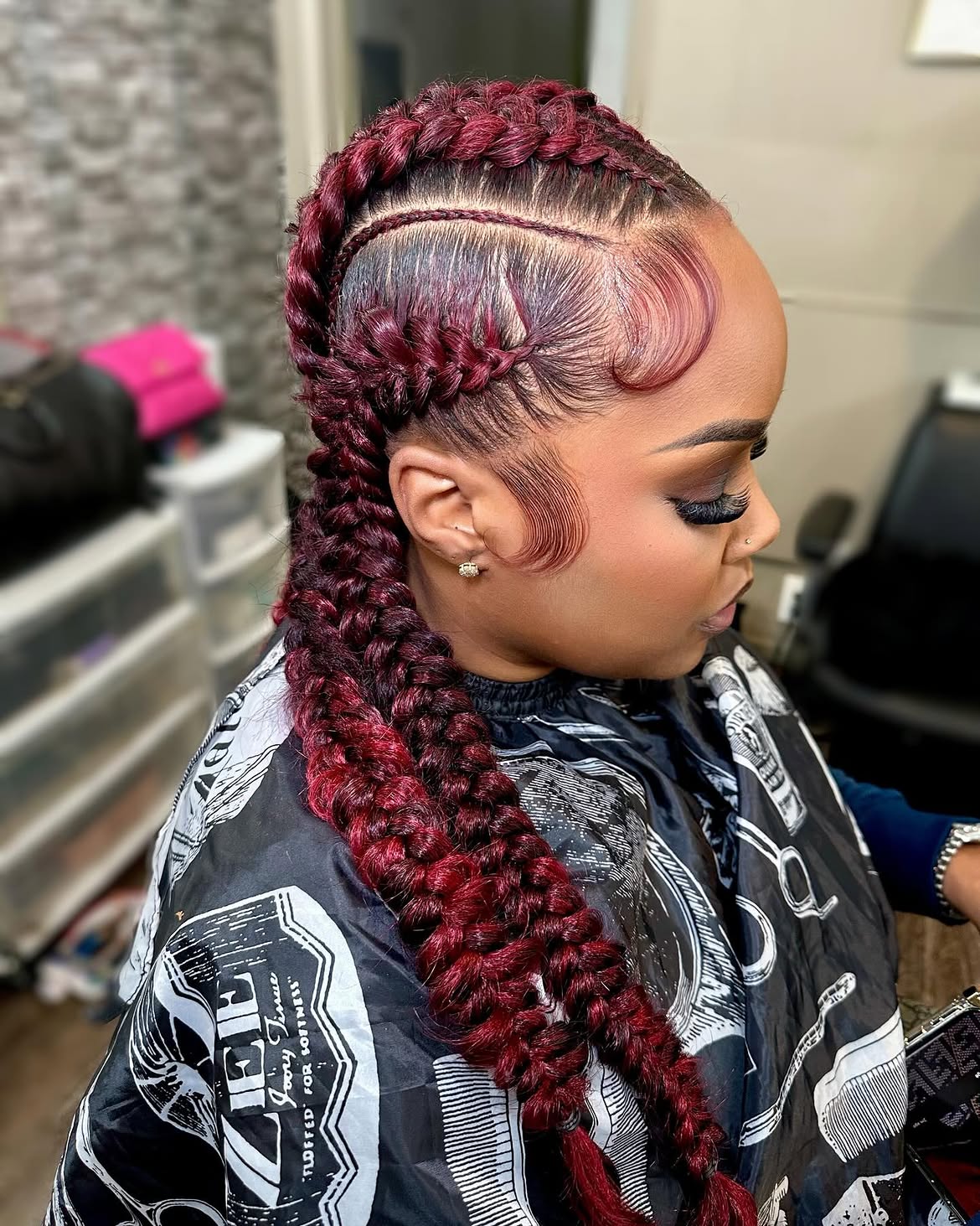 Crimson Braids With Defined Edges & Bold Color
