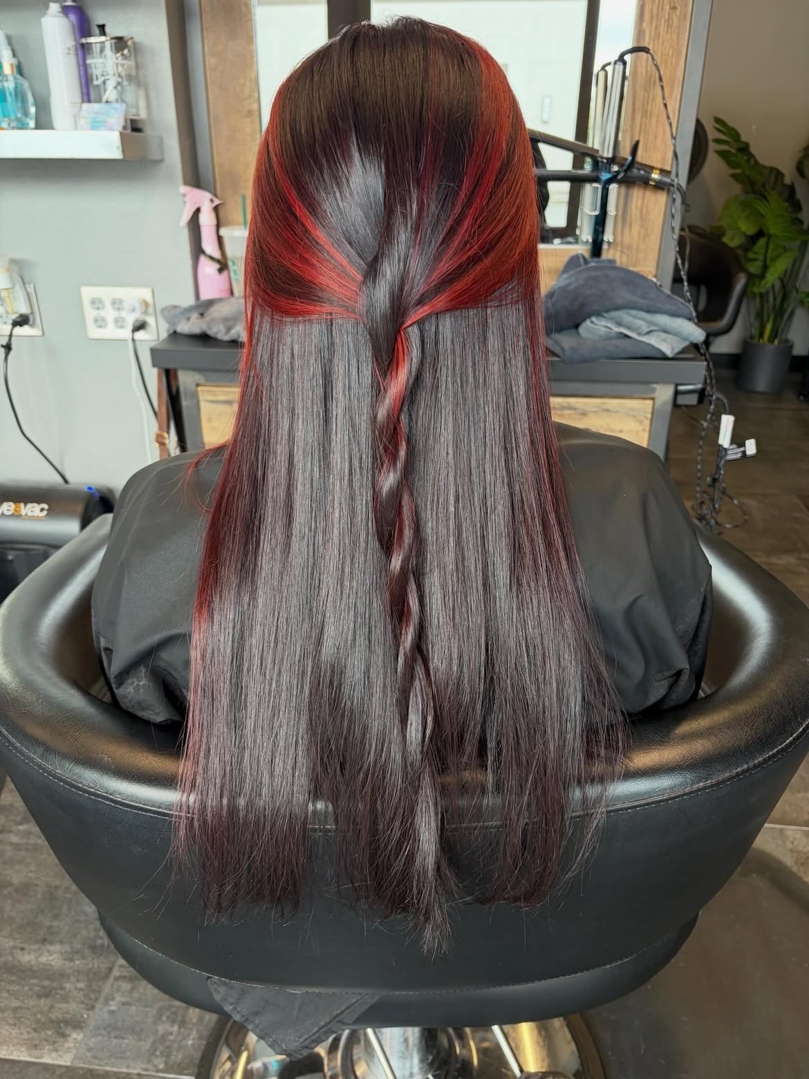 Crimson Peekaboo Braided Hair