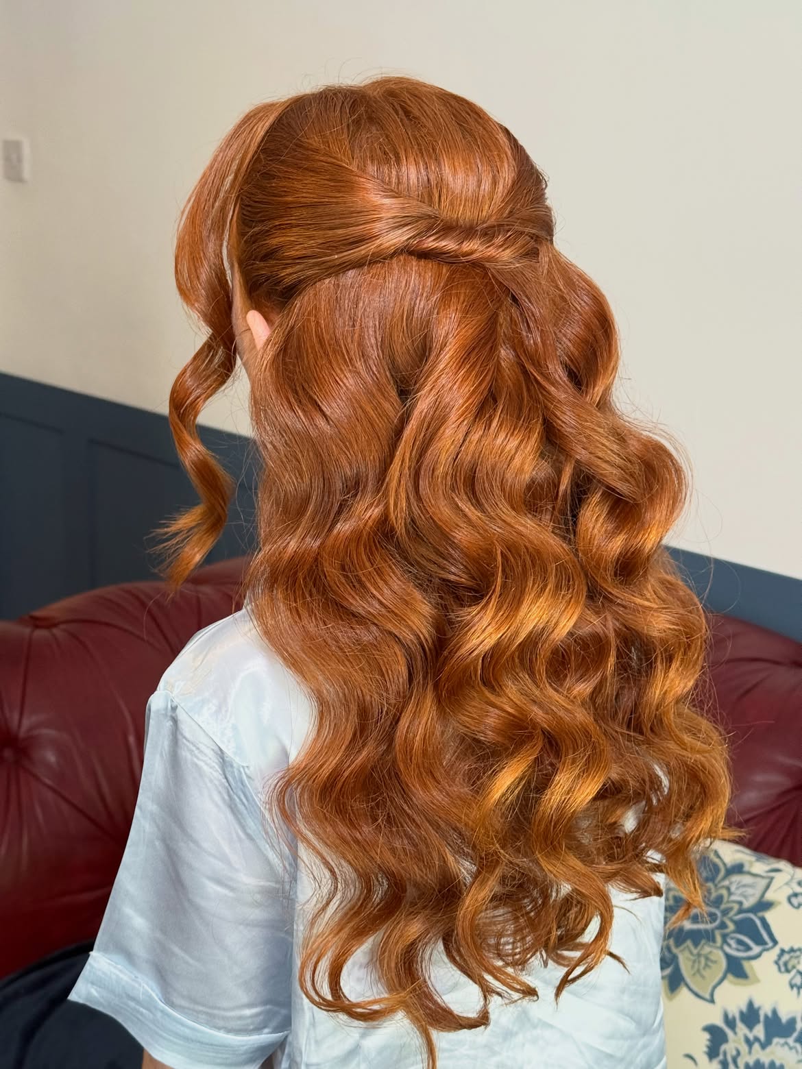 Crimson Waves With Twisted Half-Up Crown