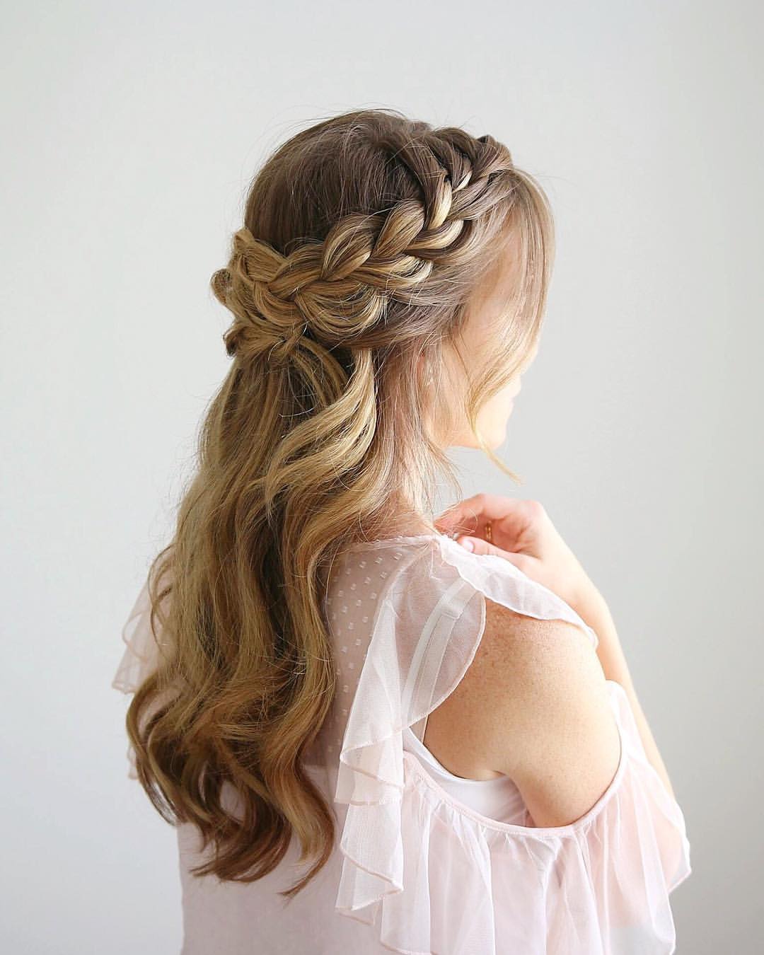 Crown Braid With Loose Beach Waves