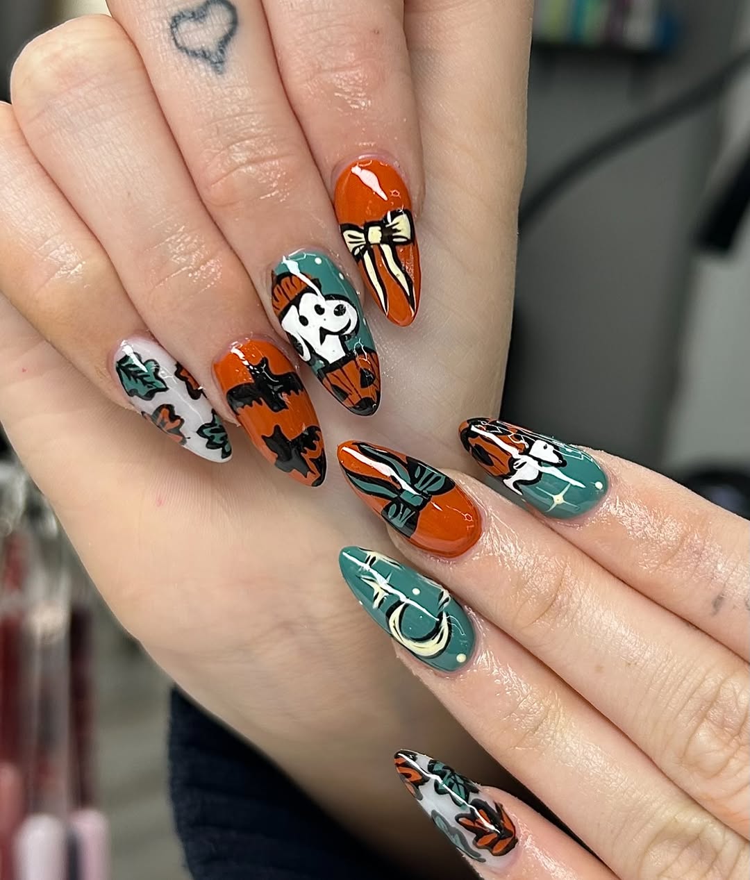 Cute Halloween Character Coffin Nails