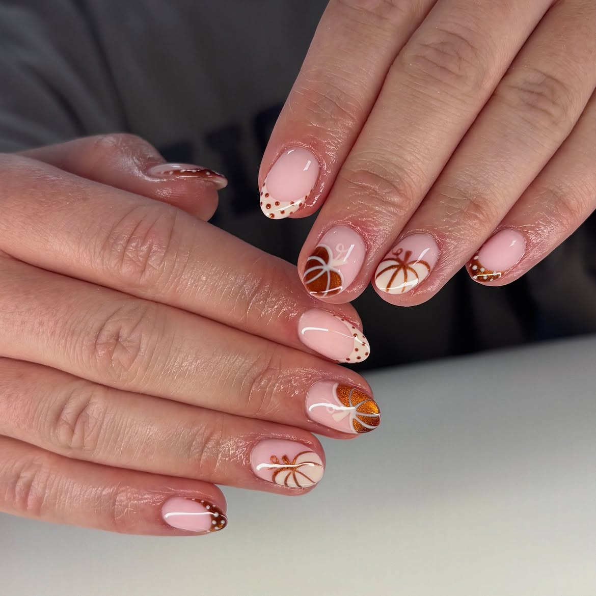 Cute Pumpkin French Tip Fall Nails