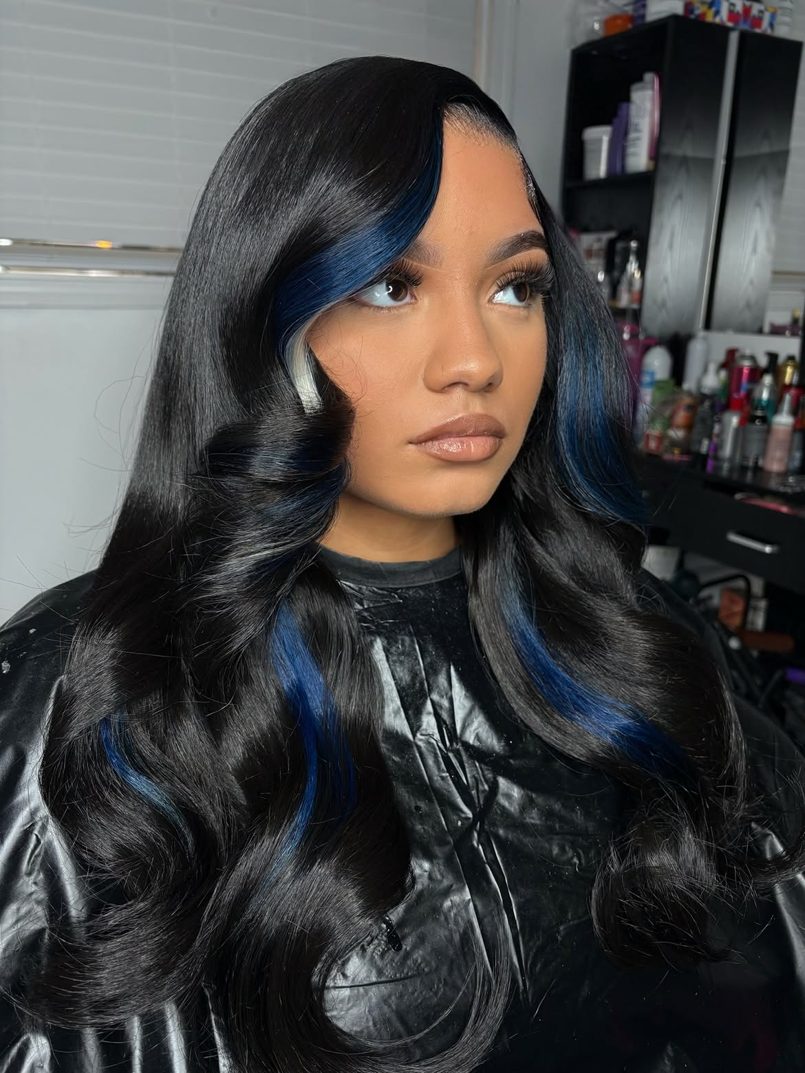 Deep Blue Streaks With Soft Hollywood Waves
