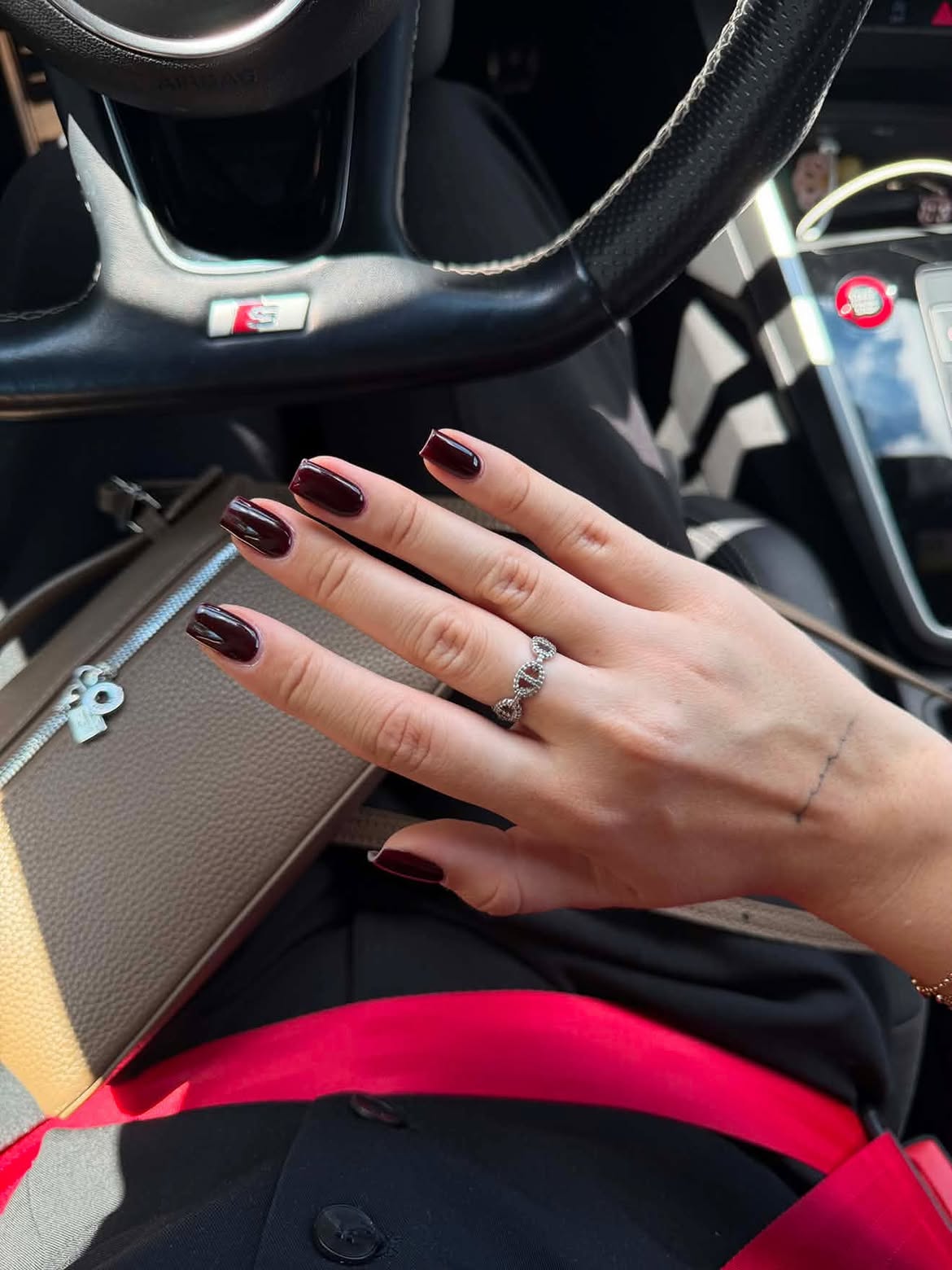 Deep Burgundy Glossy Square Nails