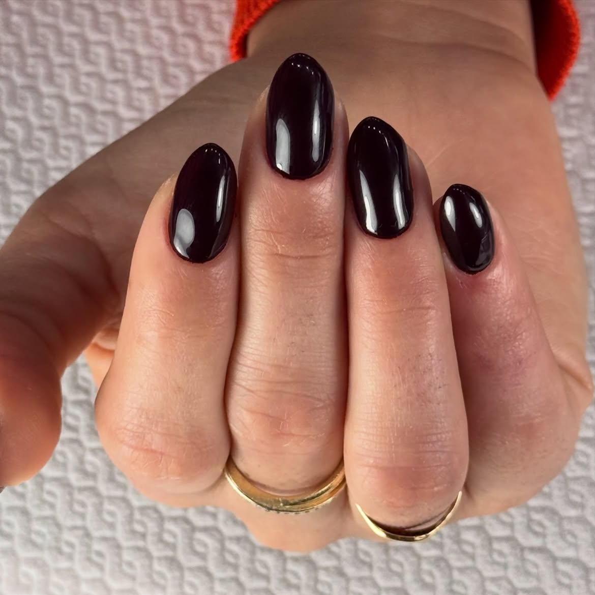 Deep Burgundy High Gloss Oval Nails