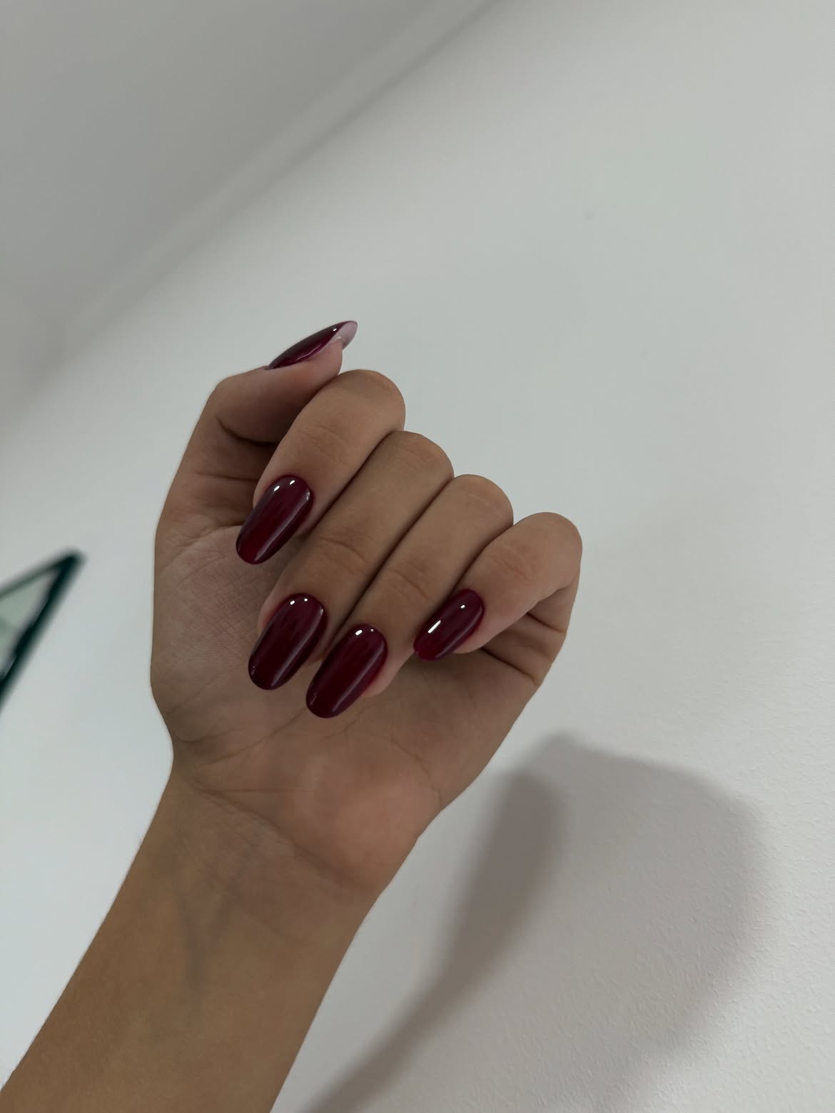 Deep Burgundy High Gloss Oval Nails