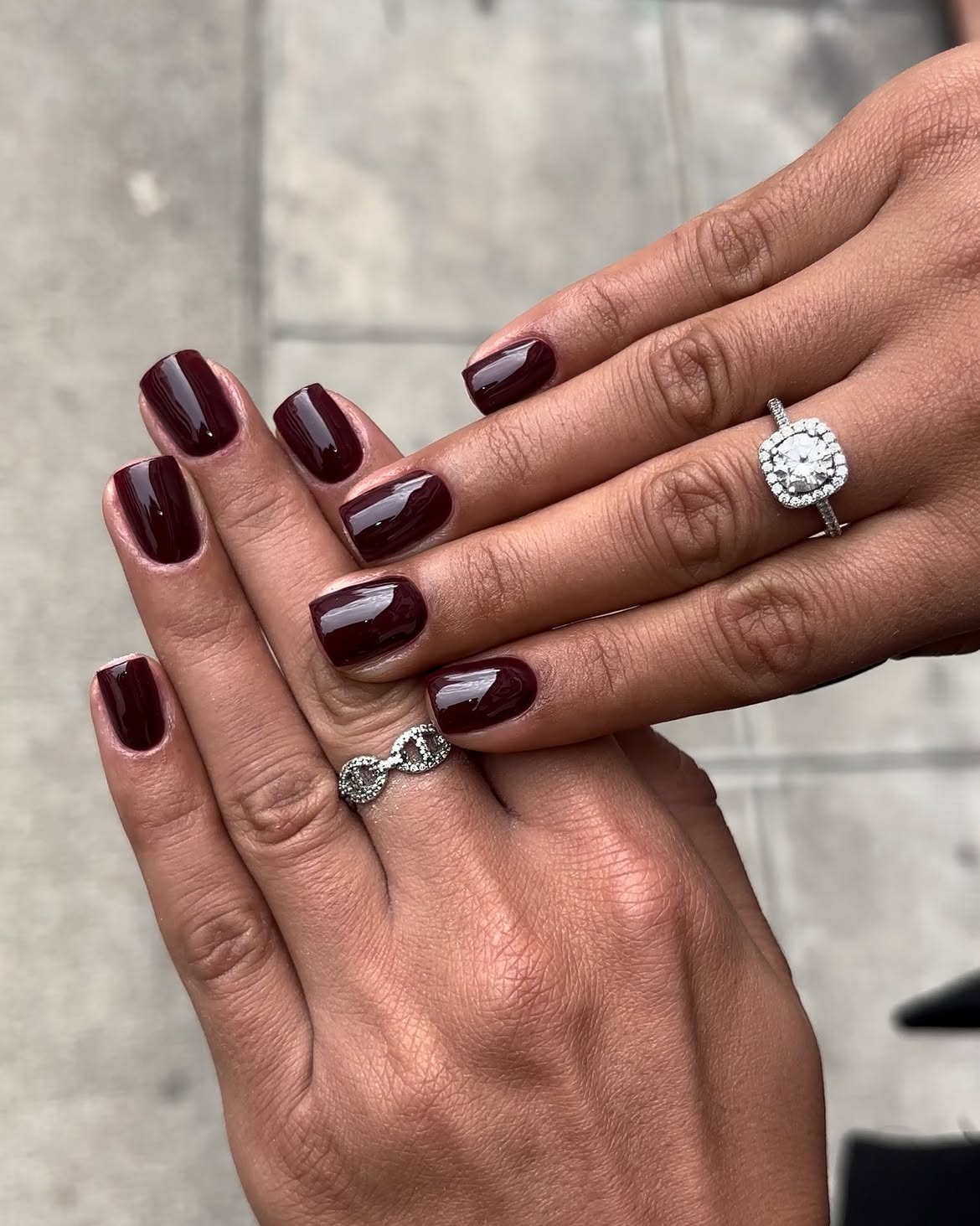 Deep Burgundy High Gloss Short Nails
