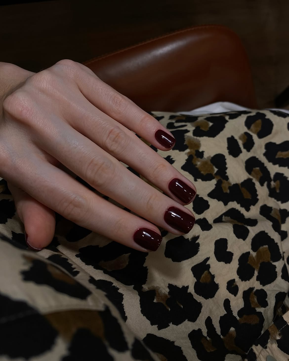 Deep Burgundy High Gloss Short Nails
