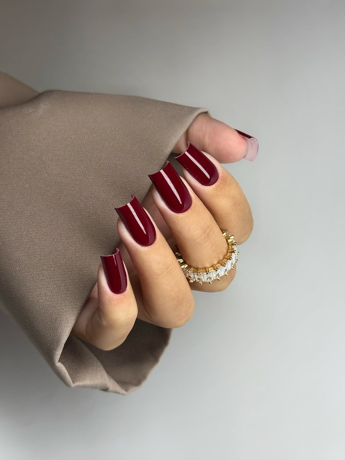Deep Burgundy High Gloss Square Nails