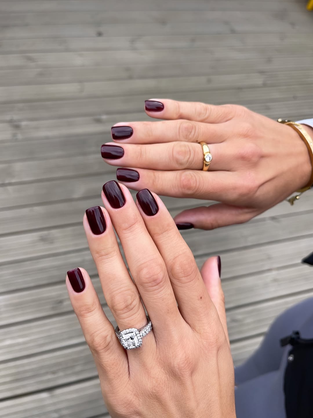 Deep Burgundy High Gloss Square Nails