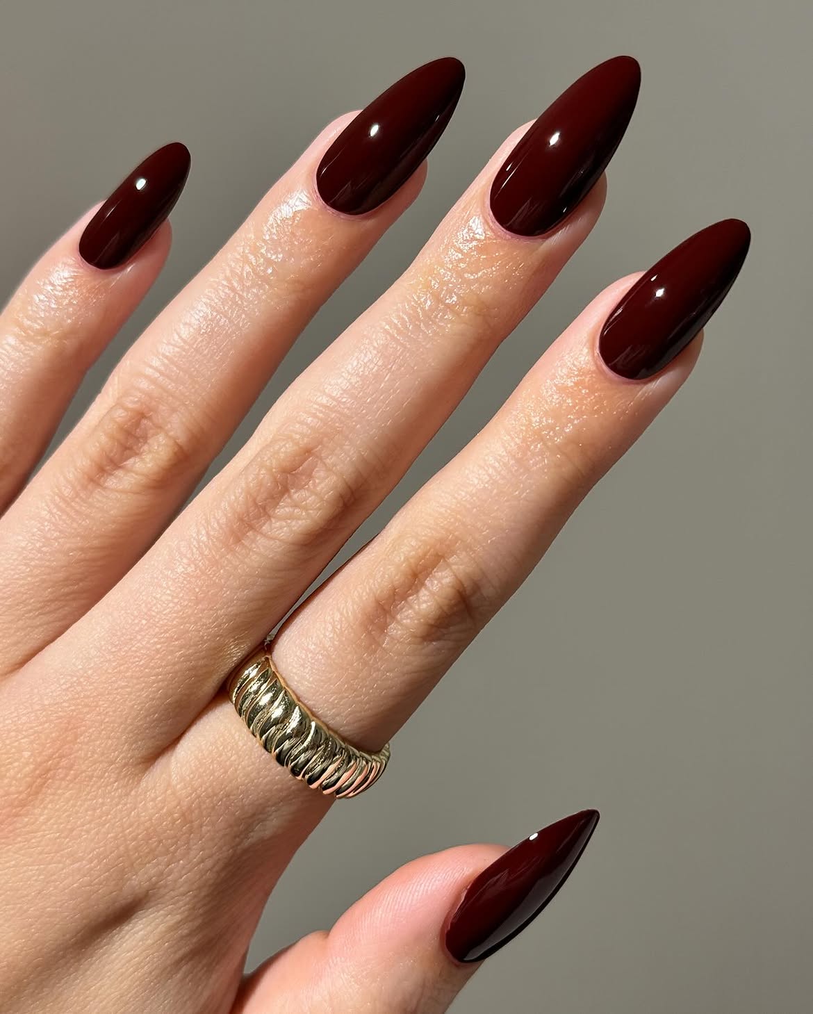 Deep Burgundy Stiletto Glossy Nails
