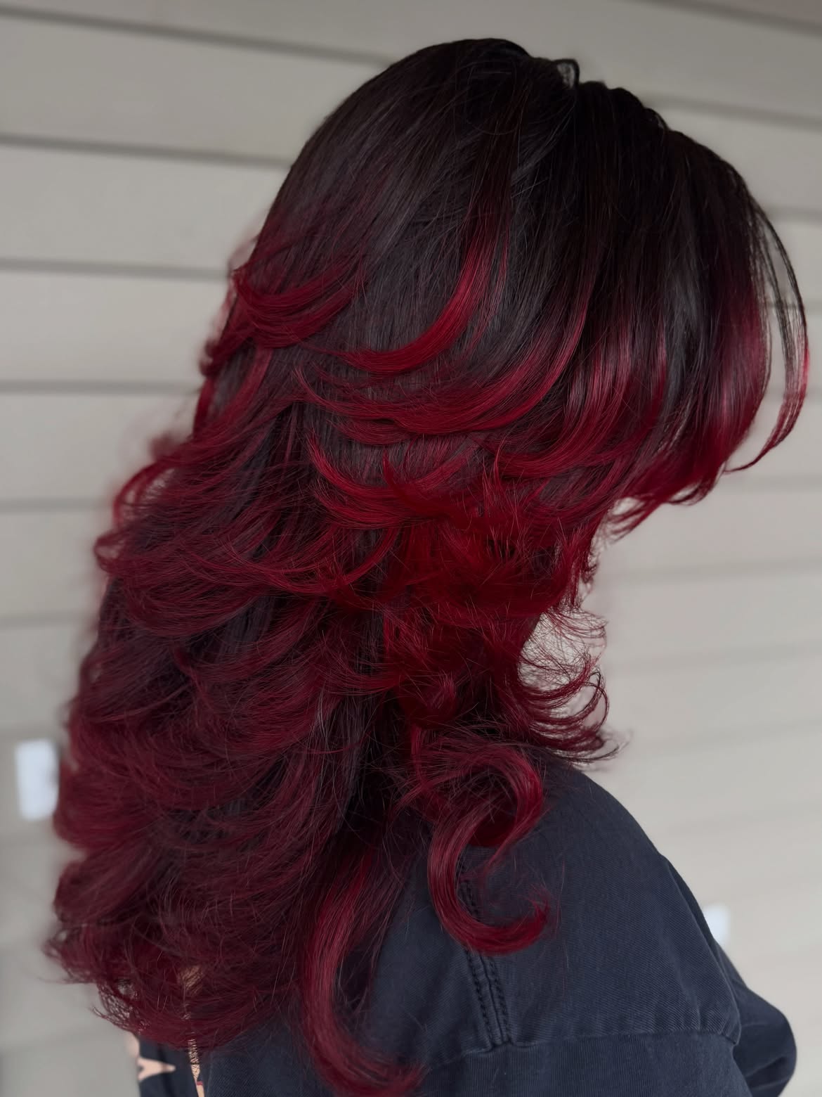 Deep Cherry Red Butterfly Cut Layers