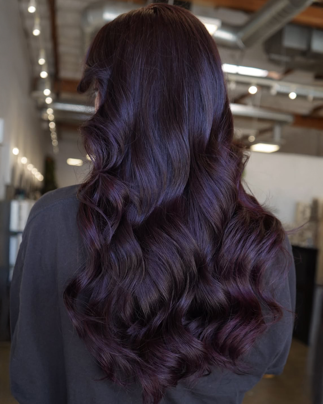 Deep Plum Waves With Glossy Finish