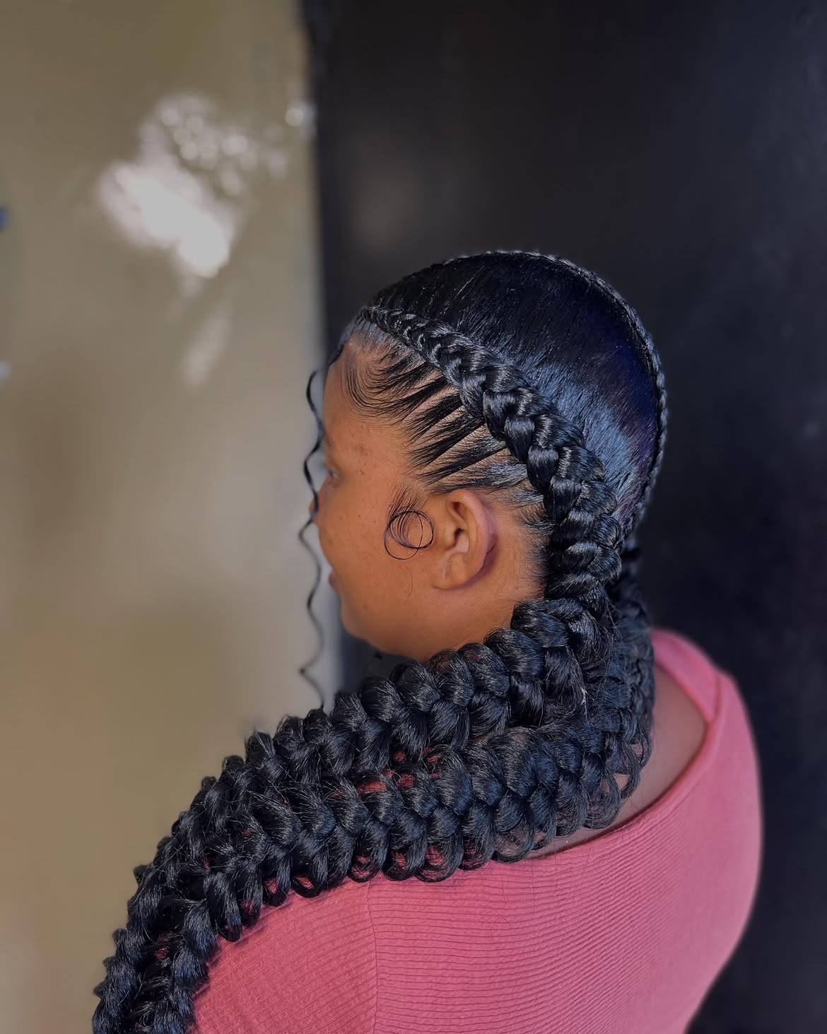 Deep Side Part Double Dutch Braids With Curls