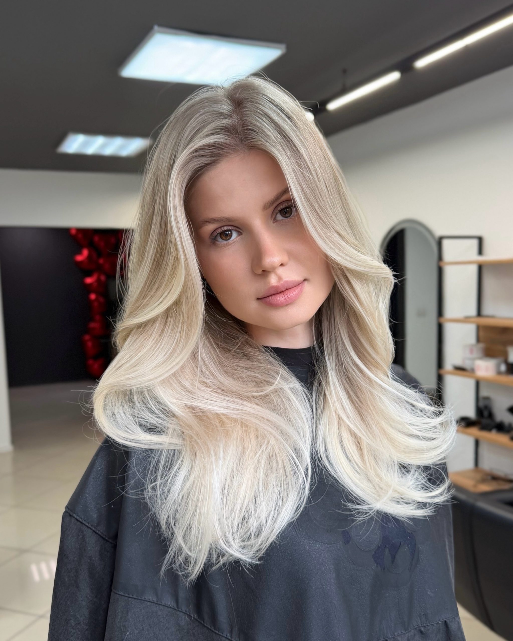Dimensional Platinum Blonde With Soft Waves