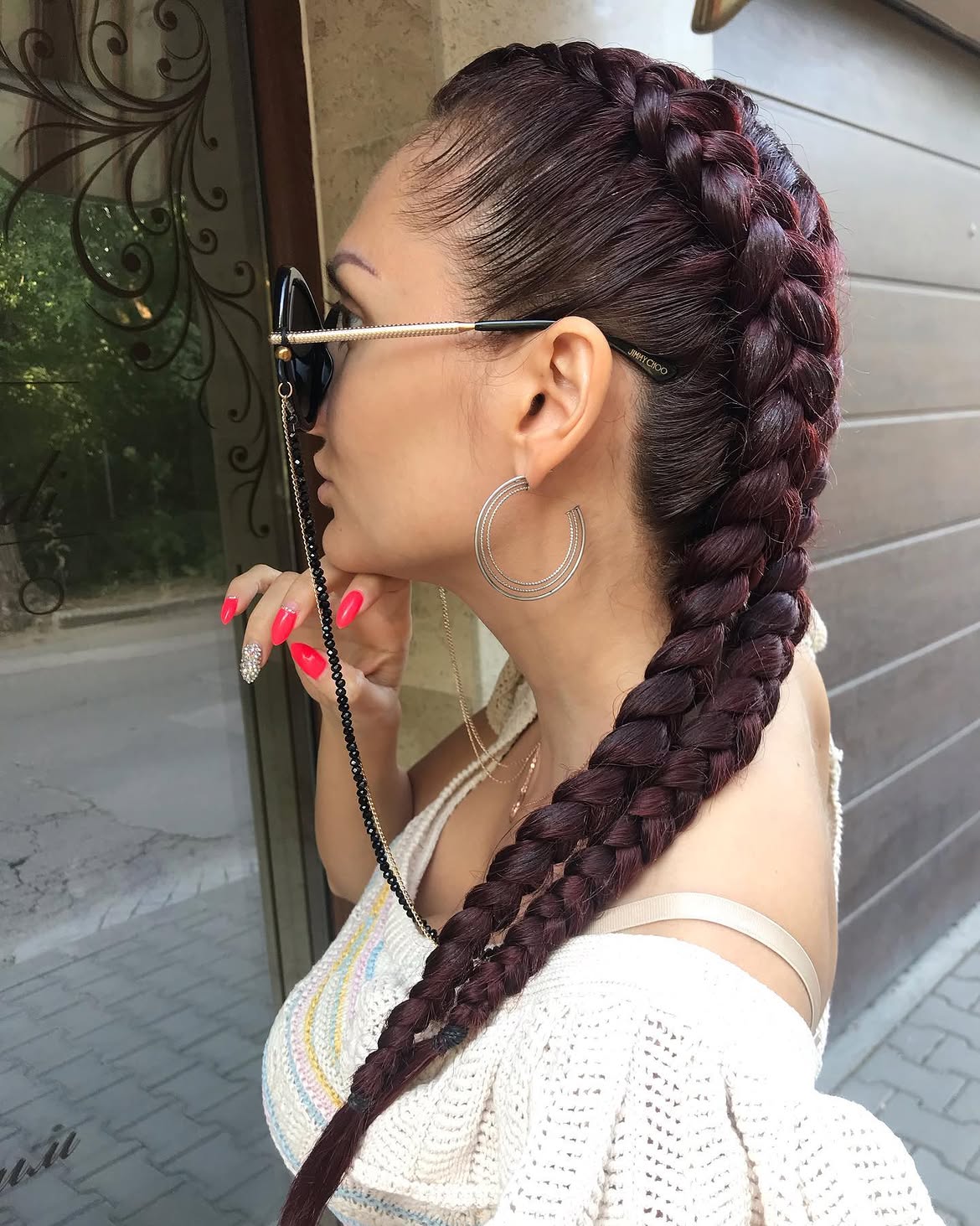 Double Dutch Braids With Sleek Edges