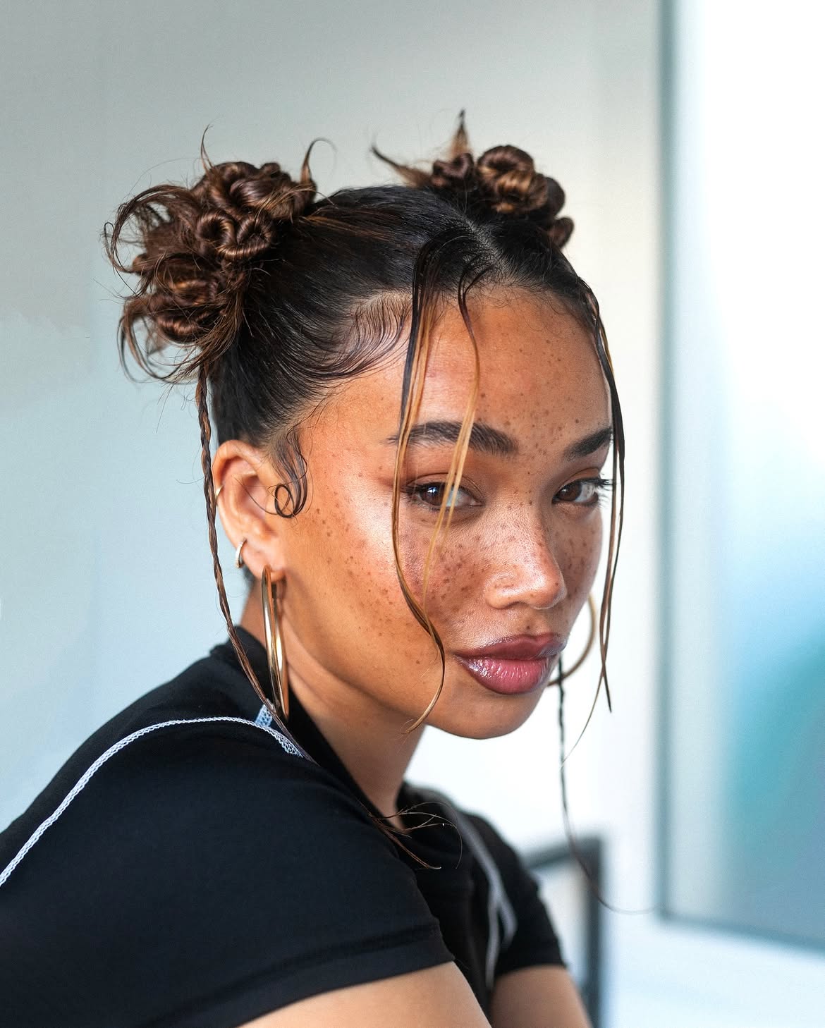 Double Space Buns With Defined Baby Hairs