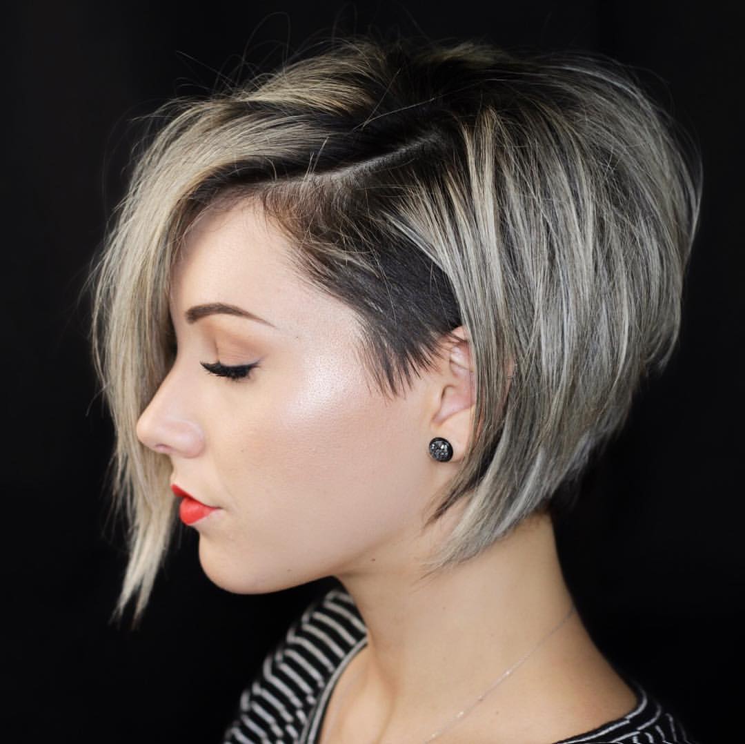 Edgy Undercut Pixie Bob With Ash Blonde Highlights