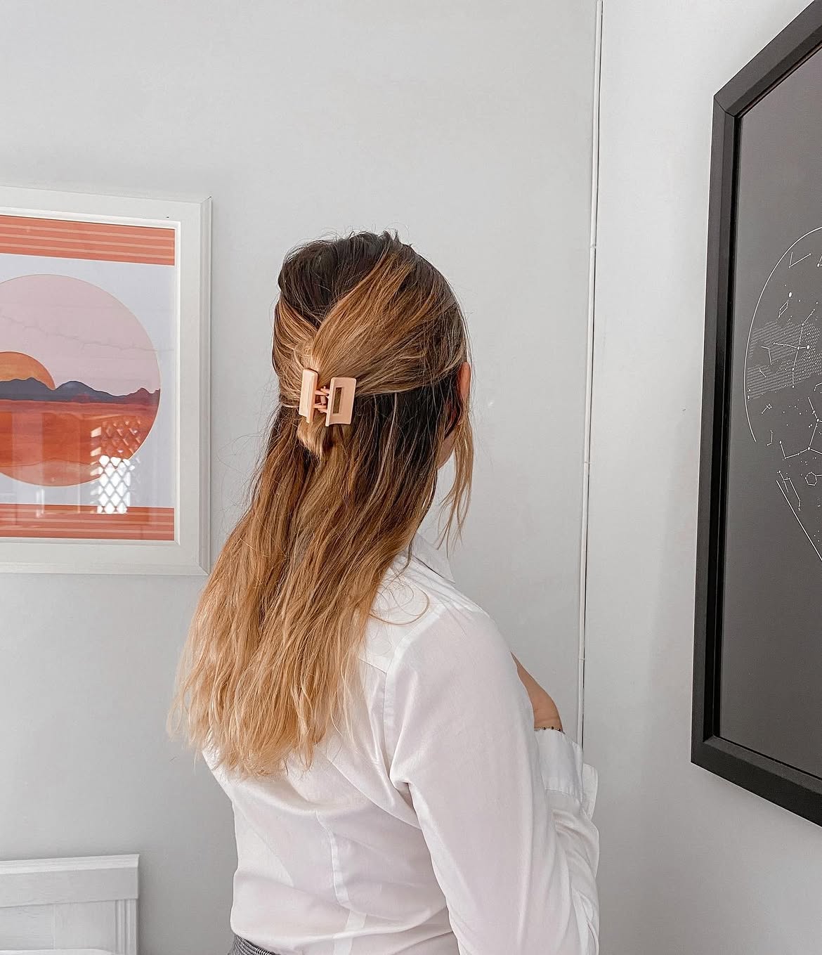 Effortless Half-Up Waves With Claw Clip Accent