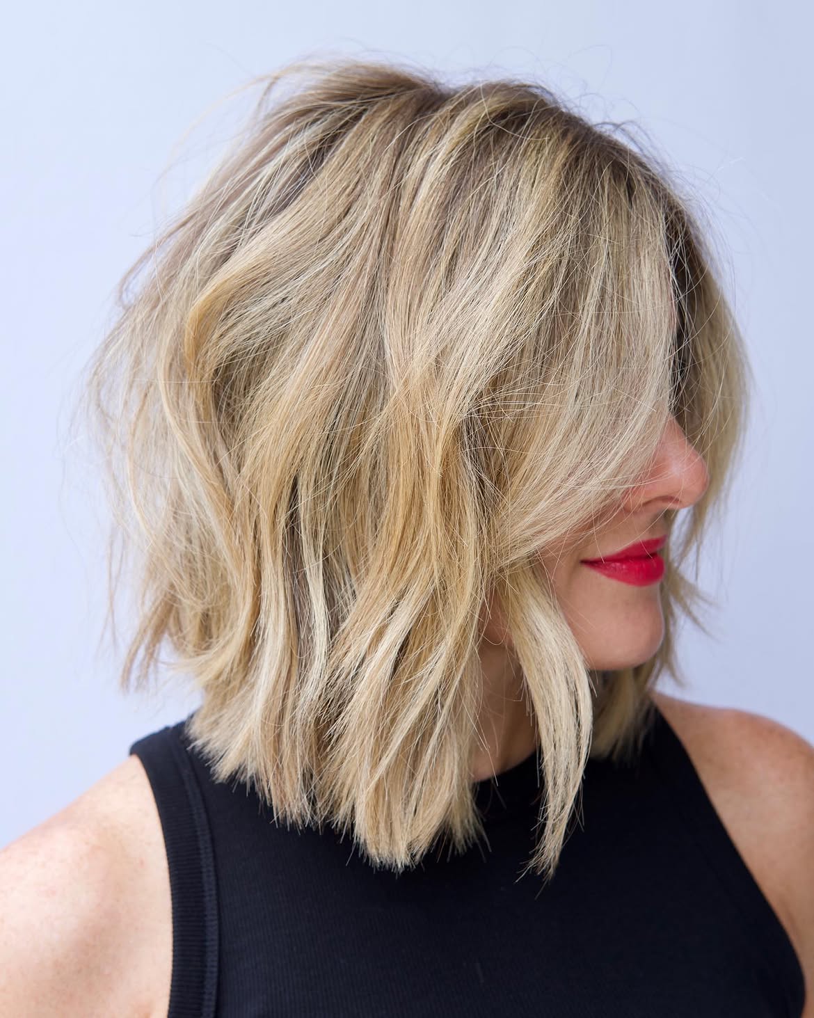Effortless Tousled Honey Blonde Bob