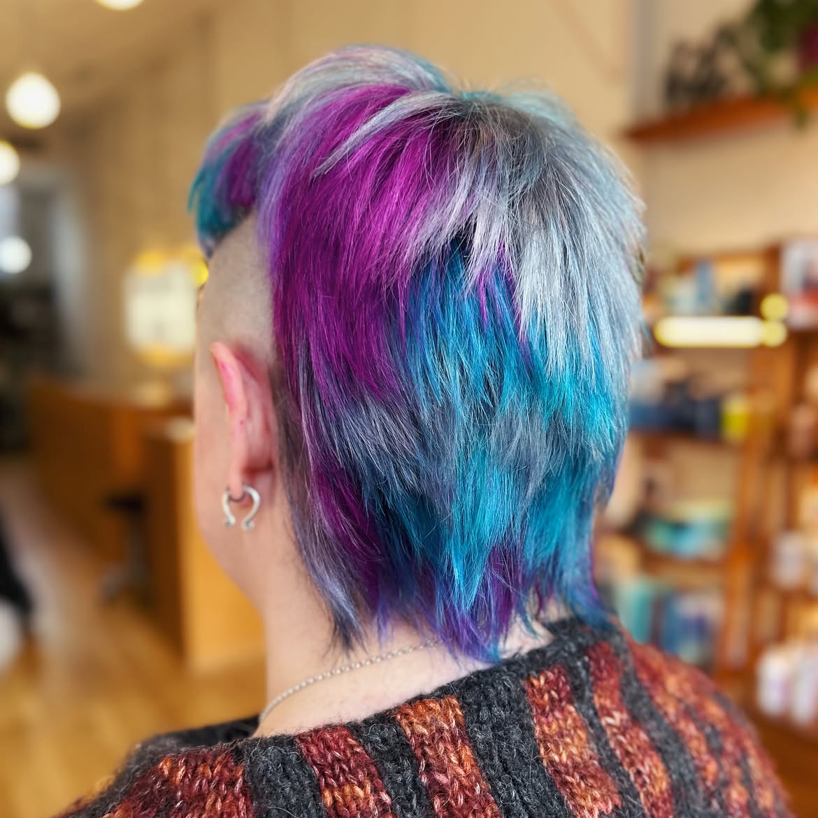 Electric Blue And Magenta Undercut Pixie